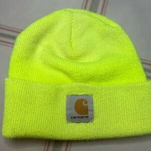 Carhartt Beanie Yellow Neon Logo Toboggan Knit Winter Hat One Size Unisex
